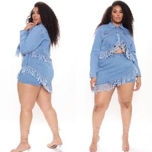 Fashion nova only highlights denim skirt set plus size